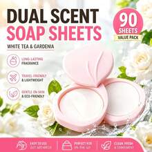 Double-Layer Floral Scented Disposable Soap Paper/Soap Sheets Box, Dual-Layer Dual-Scent Design With Silicone Hanging Rope, Convenient For Carrying And Using For Hand Washing Outdoors Or During Travel, Quickly Dissolves In Water, Suitable For Daily Commute, Travel Or Outdoor Waterless/Public Place Hygiene Cleaning - Multicolor - View 5
