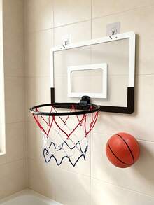 1 Set Wall Mount Basketball Hoop - No-Drill Foldable Backboard Set With Ball & Air Pump, Indoor Training Equipment For Home, Dorm & Office - Black & White - 1 Set - View 8