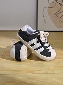 Kids Leopard Print Lace-Up Casual Sneakers, Soft Sole Non-Slip Retro Sports Shoes For Boys And Girls - Black - View 5