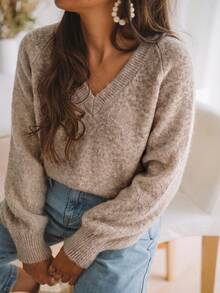 SEREN Women's New All-Match V-Neck Knit Sweater, Loose Slouchy Versatile Base Layer For Autumn/Winter, Suitable For Daily Commute Wear - Yan - View 2