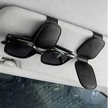 1pc Universal Car Sun Visor Glasses Clip - Non-Slip PU Material Glasses Organizer With Quick Release Function, Can Firmly Clip Fashion Glasses/Prescription Glasses, Fits All Vehicles Accessories - Multicolor - View 2