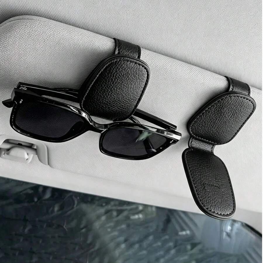 1pc Universal Car Sun Visor Glasses Clip - Non-Slip PU Material Glasses Organizer With Quick Release Function, Can Firmly Clip Fashion Glasses/Prescription Glasses, Fits All Vehicles Accessories