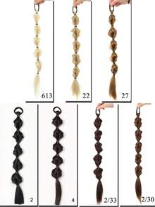 2pcs Black/Brown/Gold Long Twisted Rope Ponytail Hair Extensions With Rubber Band, 20 Inch Braided Hair Extensions For Women Daily Use - Multicolor - View 4