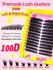192pcs D Curl Fluffy Cat Eye Left/Right Cluster False Eyelashes, 100D DIY Single Cluster Lashes, Natural Thick Soft Lightweight, Reusable, Suitable For Beginners, Home Daily, Party, Travel, Music Festival Use - D - View 5