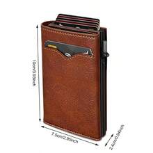 Pop Up Wallet For Men, RFID Blocking Credit Card Holder With Clear ID Window Cash Pocket Slim Business Purse Gift - Multicolor - View 2