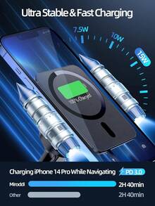 15W Universal Fast Charging Magnetic Wireless Car Phone Holder - Strong Suction Cup, One-Click Installation, Universal Compatibility, Seamless Car Navigation Charging, Compatible With Iphone/Smartphones, Quick And Convenient - Black - (Black) Magnetic Wireless Charger and Stand - View 4