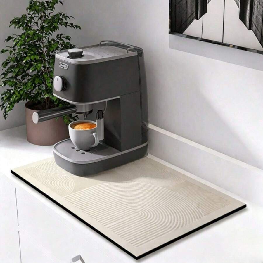 1pc Minimalist Style Kitchen Mat, Premium Diatomaceous Earth Material, Non-Slip Heat-Resistant Dining Bar Mat, Holiday Tableware Drying Mat, Suitable For Home Kitchen Coffee Bar Decoration