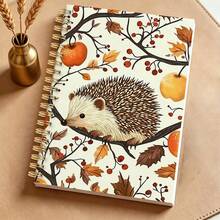 1PC A5 Spiral Coil Horizontal Line Notebook, School Season Autumn Squirrel And Orange Illustration Handbook, Diary, Class Notes, Student Notebook, Student Essentials And Office Use - Holiday Gift Selection, Stationery, Classroom Supplies - Multicolor - View 7