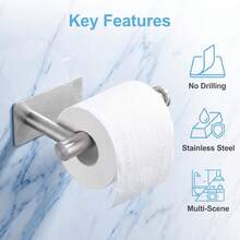 Self-Adhesive Wall-Mounted Toilet Paper Holder, No Drilling Required, Includes Adhesive Backing, Suitable For Bathroom, Back To School Supplies, Halloween Gift - Multicolor - View 3