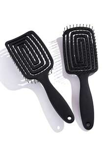 1pc Flexible Massage Hair Brush, Hollow Design, Unisex, Wet & Dry Use, Multi-Functional, Suitable For All Hair Types, Mother's Day Gift, Friend Gift, Couple Gift, Family Gift, Travel Essential, Styling Comb, Back Grooming Comb - A - View 3
