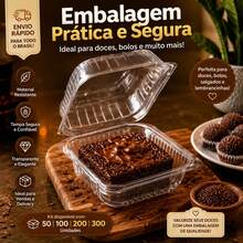 Kit 100 Embalagem 200ml Doce Bolo No Pote Brigadeiro Pote Sobremesa Quadrada Transparente - Visão 2