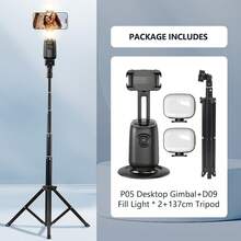 TOKQI Estabilizador Gimbal con Seguimiento Automático 360°,Soporte de Teléfono Inteligente Portátil Integrado con Seguimiento Facial,Con Luz de Relleno Atenuable y Trípode,Compatible con Fotografía en Retrato y Paisaje,Compatible con iOS y Android para Vacaciones de Verano,Actividades al Aire Libre,Transmisión en Vivo - Multicolor - Ver 14