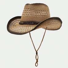 1pc Men's Western Style Straw Cowboy Hat, Outdoor UV Protection Sun Hat, Breathable Woven Summer Hat - Multicolor - View 17