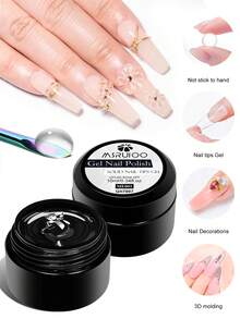 MSRUIOO 1/2pcs 10ml Solid Nail Tips Gel--Long Lasting Solid Hard Gel, No Sticky Hands, UV LED Curing, Nail Salon & Home Use, Clear Acrylic Solid Nail Tips Gel Nail Polish For Press On Nails, False Tips, Extensions - Strong Bonding, Easy Application - Transparent - View 2
