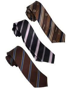1/3pcs Striped Hand-Tied Necktie Set, Fashionable Versatile Tie Combination - Multicolor - View 5