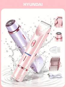 HYUNDAI Alat Cukur Listrik Multifungsi 2-in-1 dengan Dua Kepala, Epilator Listrik Portabel, Alat Cukur Listrik Serbaguna untuk Wajah, Ketiak, dan Area Lainnya untuk Wanita - View 1