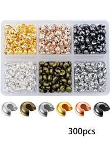 600/300個 4mm 開口半圓壓紋珠帽，適用於珠寶手工製作 - 彩色 - 查看 12