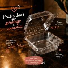 Kit 100 Embalagem 200ml Doce Bolo No Pote Brigadeiro Pote Sobremesa Quadrada Transparente - Visão 10