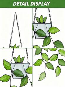 Green Plant Window Suncatcher, Colorful Glass Window Hanging Decor, Handmade Faux Plant Stained Glass Panel Suncatcher, Suitable For Plant Lovers, Unique Home Decor - Multiple Styles - View 10