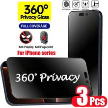 Yezodawee 3pcs 16 Pro 6.3 Inch 360° Full Privacy Screen Protector, Full Coverage Anti-Scratch Anti-Peeping Tempered Glass Film, 9H Hardness 4-Direction 360° Full Privacy Protection, Compatible With IPhone 18 Pro Max 17 Pro Max/17 Pro/17 Air/17/16e 6.1 Inch 15 Pro Max/14Plus/13Pro 12Mini Xs Pro Max, Supports Face ID - Black - View 37