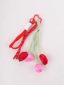 1 Sweet Tulip Bag Charm, Unique Bag Pendant Designed For Women, Suitable For Wallets, Backpacks And Handbags. Available In Pink, Purple, Blue And Red, A Charming Daily Accessory And Gift For Weddings, Birthdays And Various Celebrations - Multicolor - View 5