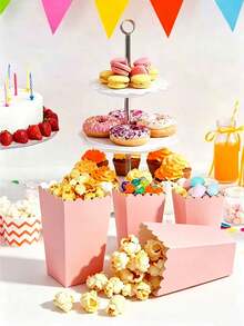 48//24/12/Pcs/1 Pc White Popcorn Boxes, 2 X 4.5 X 3 Inch Mini Popcorn Boxes For Movie Night Decorations, Christmas/Halloween, Back To School Season - Pink - View 3