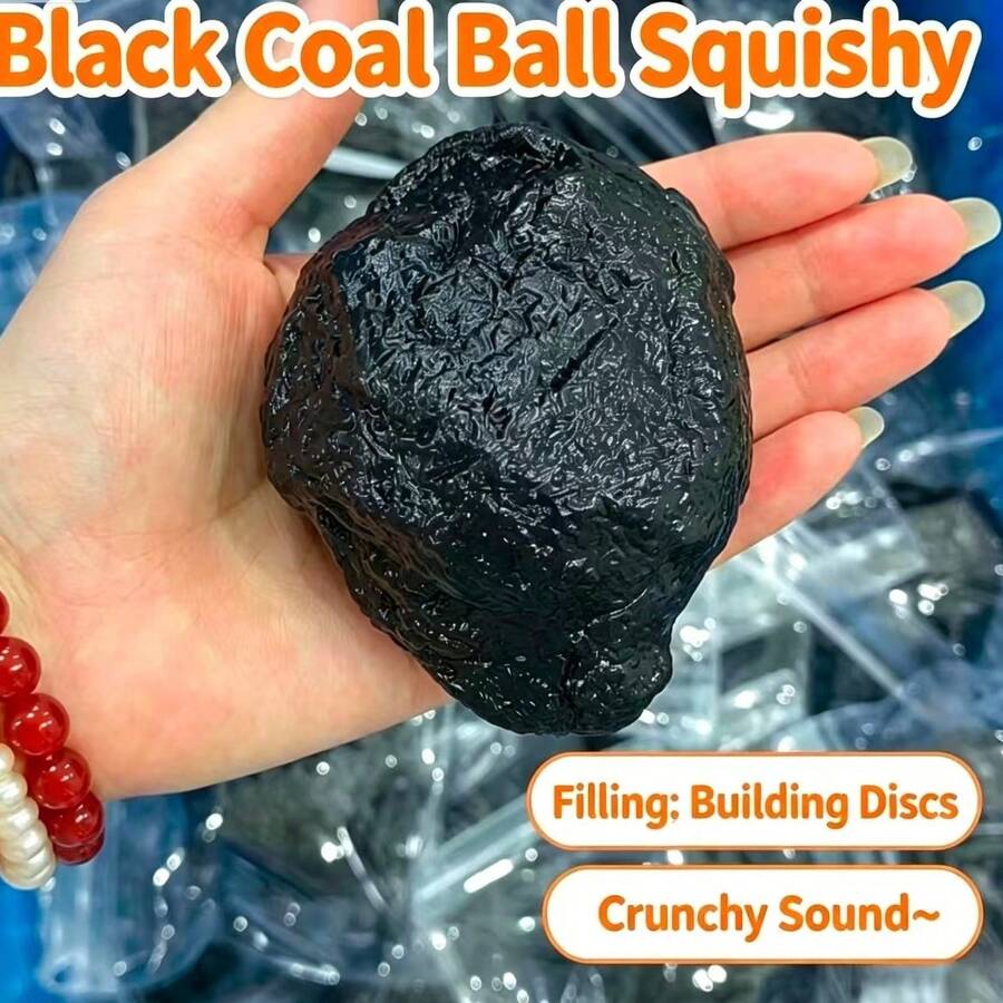 Black Coal Ball Building Block Handmade Squeeze Toy Stress Relief Venting Tool Sounding Stone Slow Rebound - Multicolor - View 1