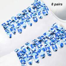8 Pairs/4 Pairs (0.32 Inch Wide) Flat Camouflage Pattern Shoelaces, Convenient For Daily Replacement, Suitable For DIY Decoration - 8 Pairs In Assorted Camouflage Colors - View 3