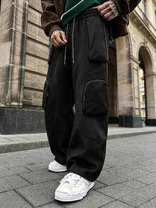 Men's Spring/Autumn Multi-Pocket Sports Outdoor Casual Fashion Cargo Pants - Black - View 1