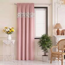 FLYINGCURTAINS Modern Plaid Patchwork Thermal Sunscreen Curtain With Window Rod Bag Style Light Translucent Privacy Window Screen, Farmhouse Style Home Decor Curtain - Dusty Pink - View 10