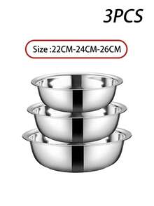 Nestable Stainless Steel Mixing Bowl Set, Deep Multi-Function Vegetable Washing & Prep Basin, Stackable Kitchen Containers, Home Restaurant Baking Cooking, Fruit Vegetable Salad Storage Bowl - View 12