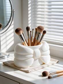 1pc Cute 3D Bow Makeup Brush Holder, Elegant Vanity Cosmetic Storage Box, Desktop Lipstick Holder, Suitable For Dormitory And Bedroom Decor - Multicolor - View 6