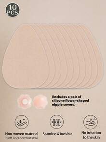 2 Pairs Disposable Breast Lift Tape For B-D Large Bust, Invisible Strapless Backless Self-Adhesive Push Up Sticky Bra For Women (Low Adhesion, Strong Adhesion May Harm Breasts) Includes 1 Pair Of Silicone Flower Nipple Covers - Multicolor - View 17