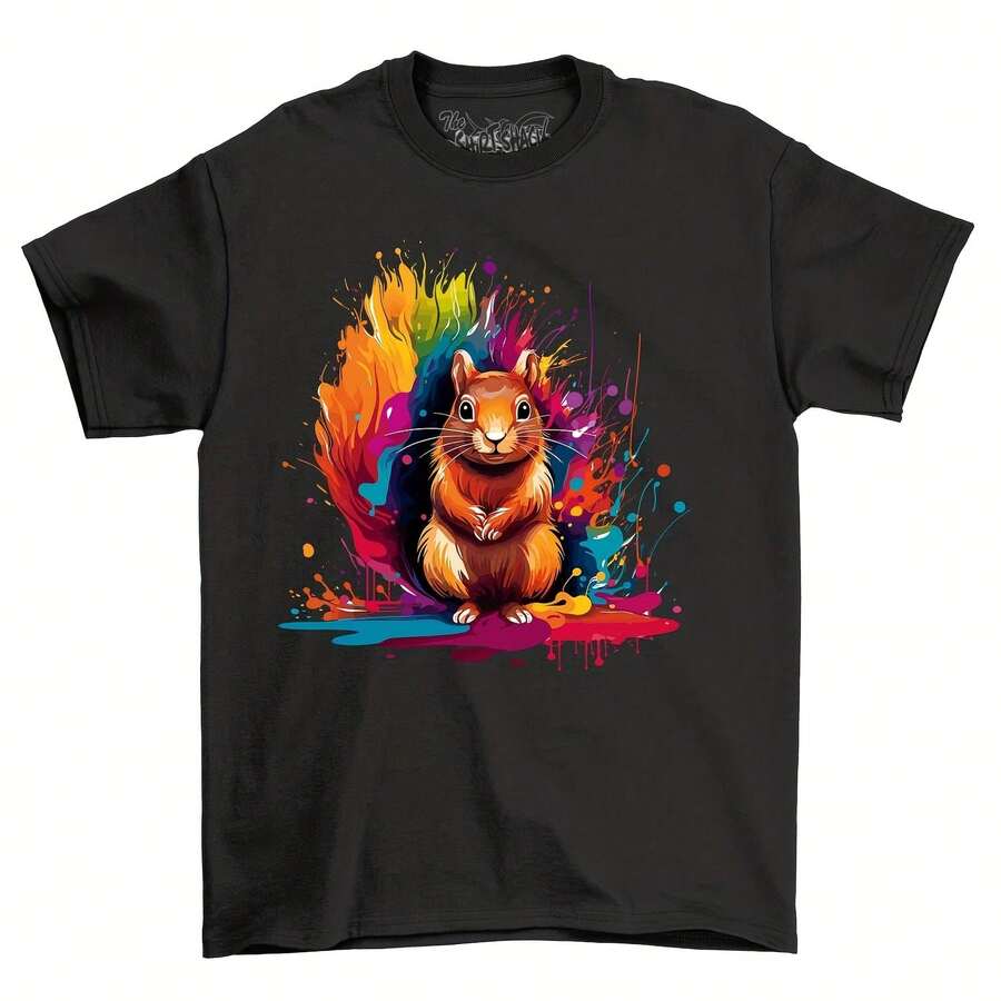 Squirrel Paint DDesign T-Shirt - Colorfully Hilarious! Funny T-Shirt, Uni - 款式 - 查看 1
