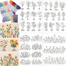 Stick & Stitch Birthday Month Wildflower Water-Soluble Embroidery Transfer Paper, Tiny Floral & Leaf Embroidery Stabilizer Paper For Handmade Sewing DIY Crafts - A103 - View 15