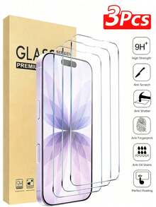 3pcs High Definition High Aluminum Tempered Glass Screen Protector, Compatible With IPhone 18Pro/18Pro Max/17/17Pro/17Pro Max/16/15/14/13/12/11 Pro Max, Also Compatible With IPhone 7/8 Plus/X/XS Max/XR - 9H Hardness Protection Film, High Definition Scratch Resistant. - Clear - View 43