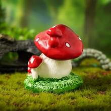 1pc Red Mushroom House Micro Landscape Ornament, Resin Craft, DIY Fairy Tale Dream Decoration Accessory - A - View 3