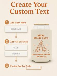 Custom Text Can Cooler For Bachelor Party, Brews Before I Do's Cheers Design, Neoprene Drink Sleeve For Groom Weekend And Groomsman Gifts - Multicolor - View 4
