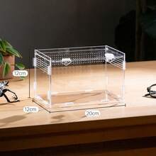 1pc Multi-Species High Transparency Acrylic Breeding Box, Minimalist Transparent Square Enclosure With Ventilation Holes And Snap-Lock Opening, Habitat And Breeding Box For Pet Snakes, Reptiles And Insects (Self-Assembly Required) - Clear - View 8