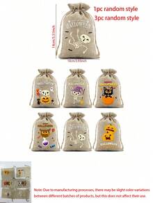6 Peças Sacos de Juta para Doces de Halloween com Cordões, Pequenos Sacos de Juta, Sacos de Armazenamento de Presentes Mini para Festa de Halloween, Sacos de Presente de Juta, Sacos de Juta Reutilizáveis com Cordões, 6 Estilos Engraçados de Sacos de Juta com Cordões de Desenho Animado de Halloween Adequados para Doces de Halloween, Presentes de Festa e Pequenos Presentes, Suprimentos para Festa de Halloween, Doces ou Travessuras. - A - Visão 8
