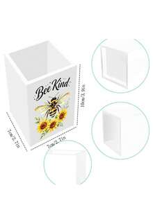 Keep Kindness Watercolor Bee Sunflower Daisy Multi-Function Storage Box Desktop Organizer, Creative Print Compact Storage Container For Home Countertop Organization; Suitable For Bathroom, Kitchen, Office, Bedroom, Living Room Countertop Placement; Supports Multi-Item Compatibility Space-Saving, Partitioned Storage Stable Placement Multi-Purpose, Can Store Makeup Brushes, Pens, Remote Controls - Multicolor - View 11