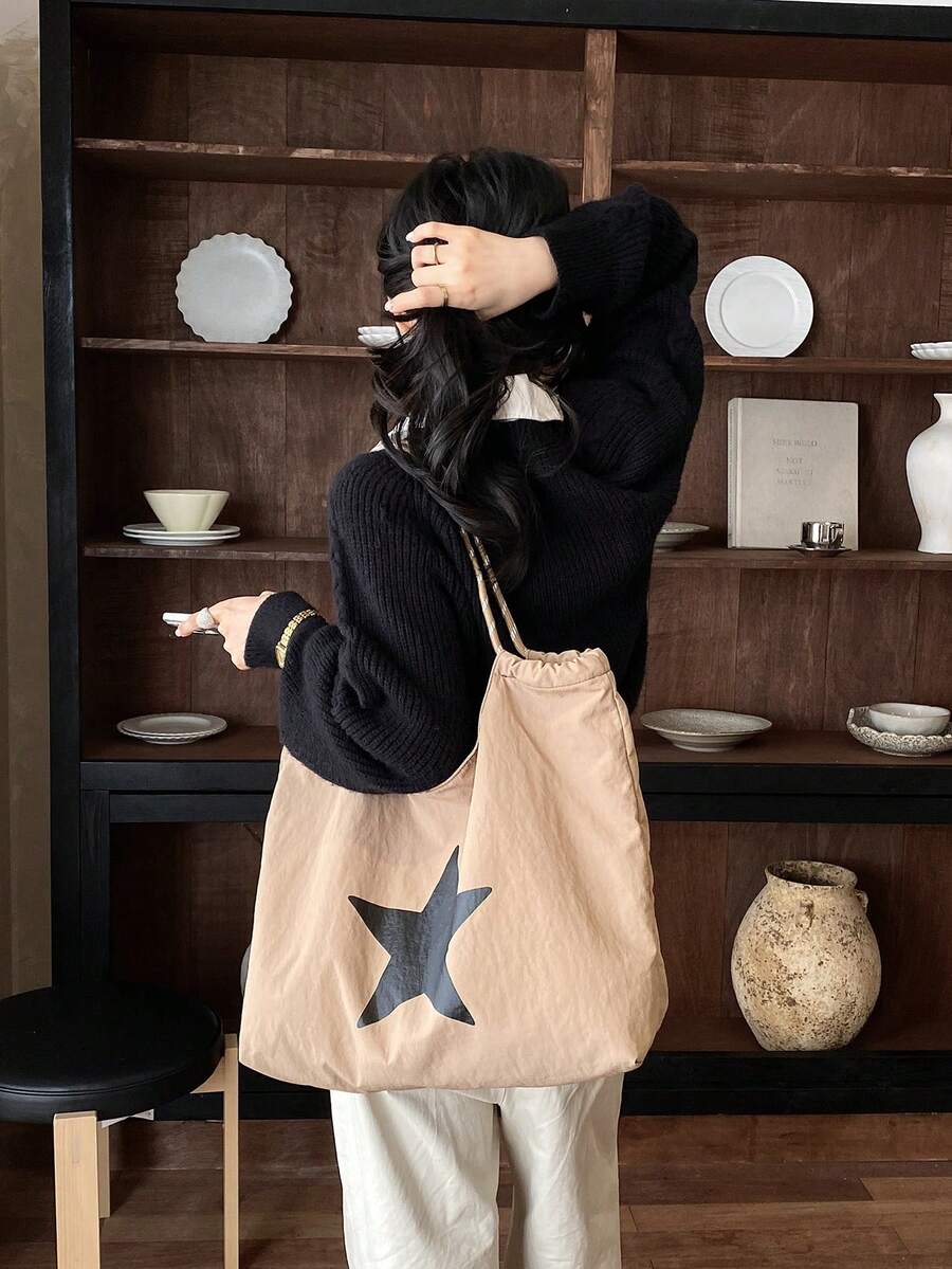 New Vintage Pentagram Large Capacity Commuter Tote Bag Handbag