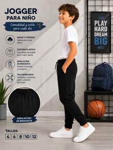 Pants Jooger Deportivo de Niño con Pretina envolvente comodo Baltic Blue - Negro - Ver 6