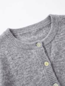 SEREN Women's New Round Neck Long Sleeve Knit Cardigan, Autumn/Winter Casual Minimalist Sweater Jacket, Suitable For Daily Wear And Going Out - Grey - View 7