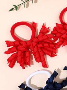 6pcs Halloween Curly Ribbon Bow Hair Ties, Solid Color Decorative Hair Accessories For Girls, Flower Girls, Daily Wear And Party - Multicolor - View 6