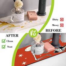 1pc Halloween Skull Pattern Sink Faucet Absorbent Mat, Drainage Mat, Suitable For Kitchen, Bathroom Sink, Countertop, Drainage Mat, Diatomaceous Earth Material, Trimmable, Quick-Dry Mat - Multicolor - View 7