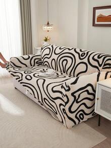 1PC Artistic Abstract Swirl Pattern Cationic Carved Texture Sofa Cover, Full Stretch Sofa Protector, Home Sofa Anti-Dirt Anti-Dust Cover, Machine Washable And Dry Cleanable, Suitable For 1/2/3/4 Seater Sofas, Autumn/Winter Style - Multicolor - View 12