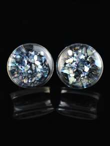 1 Pair 8-30mm Shell Fragment Lightweight Low Sensitivity Round Shape Acrylic Body Piercing Jewelry Tunnel Plugs - Sequins - View 8