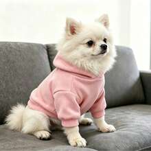 可愛狗狗連帽衛衣寵物衣服 適合博美犬、柯基犬、巴哥犬、比熊犬 春秋新款 - 淺粉色 - 查看 1