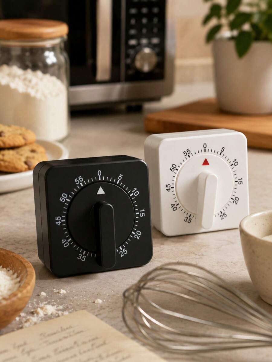 1Pc 60-Minute Mechanical Kitchen Timer, Battery-Free Wind-Up Countdown Timer With Ticking Sound & Ring Alarm, ABS Cooking Timer For Baking, Boiling, Stewing, Study, Classroom, Office, Home Kitchen - Multicolor - View 1